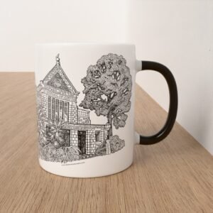penzance school of art building drawing on white mug